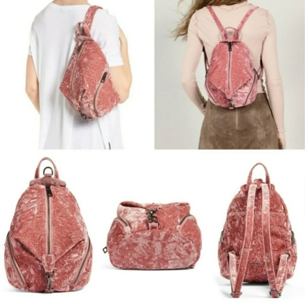 Pink backpack velour backpack velvet backpack Rebecca minkoff Julian